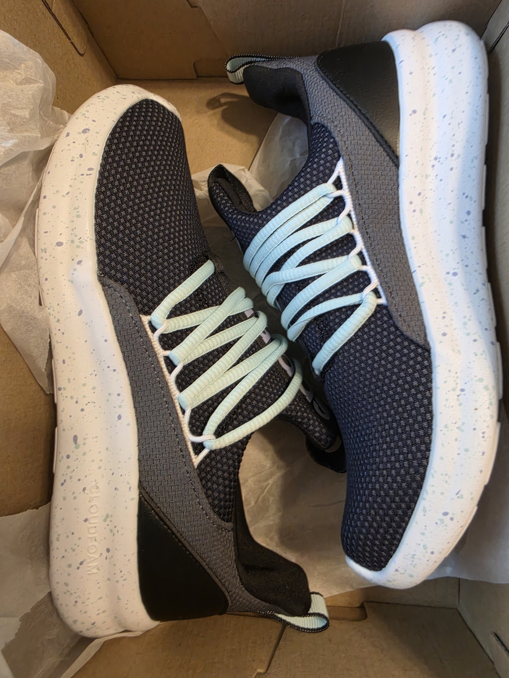 Kids Black Mesh Sneakers with Mint Laces